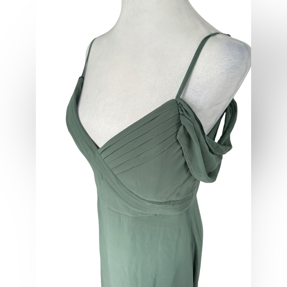 Birdy Grey Spence Chiffon Bridesmaid Dress Sage Long Sage with Pockets Medium - Picture 4 of 14